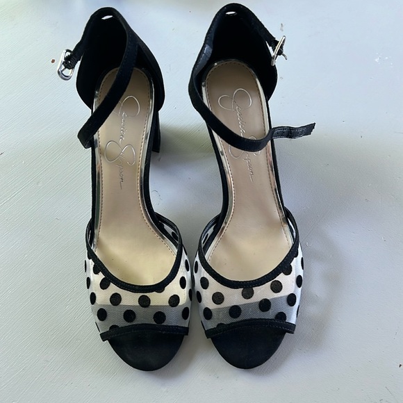 Jessica Simpson Shoes - 🎉2x HP🎉Jessica Simpson polka dot black wedge heel